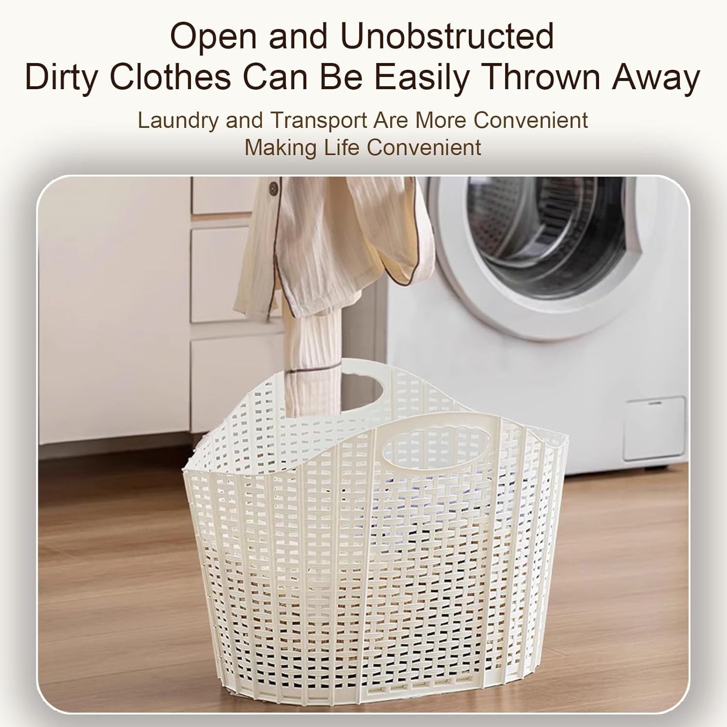 Collapsible Portable Plastic Laundry Basket with Handles, Space-Saving Hamper for Easy Installation, Small Laundry Organizer for Home and Travel