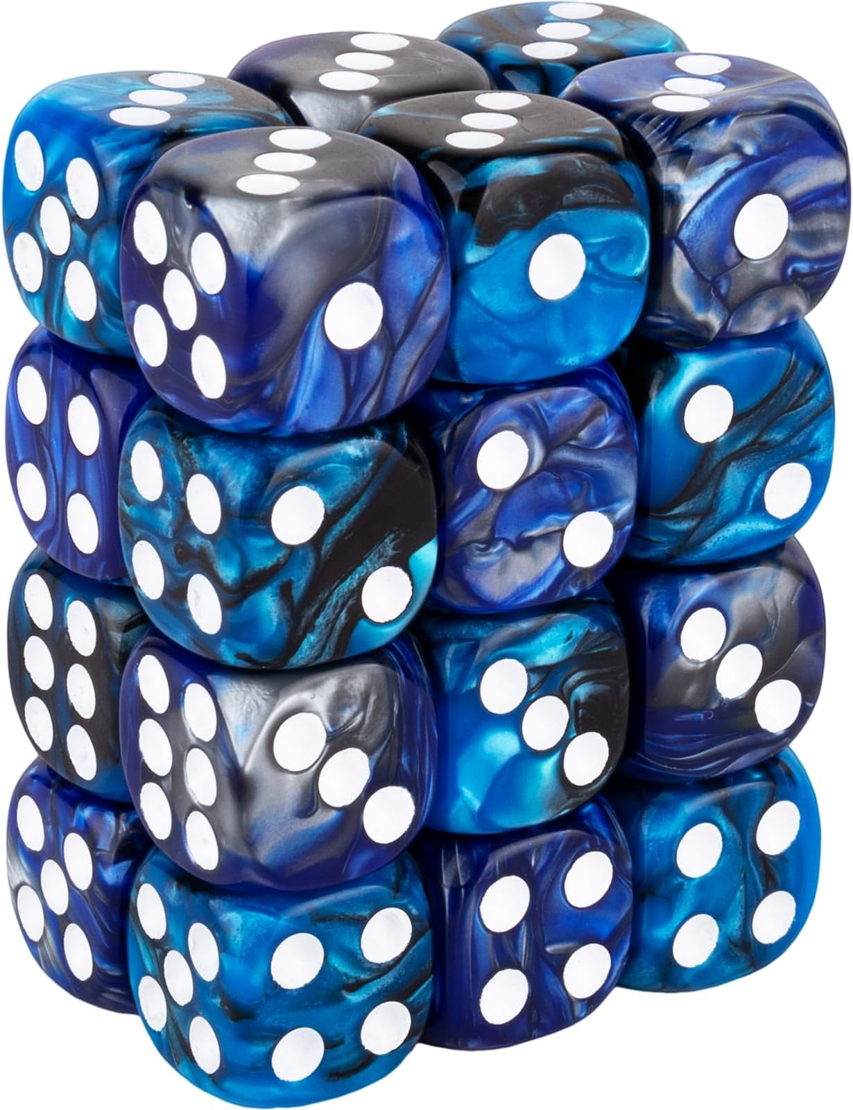 24 Pieces 16mm Marble 6 Sided Dice Round Corner D6 Dice Set Card Game Dice for MTG DND Tenzi Farkle Yahtzee Bunco or Math Learning