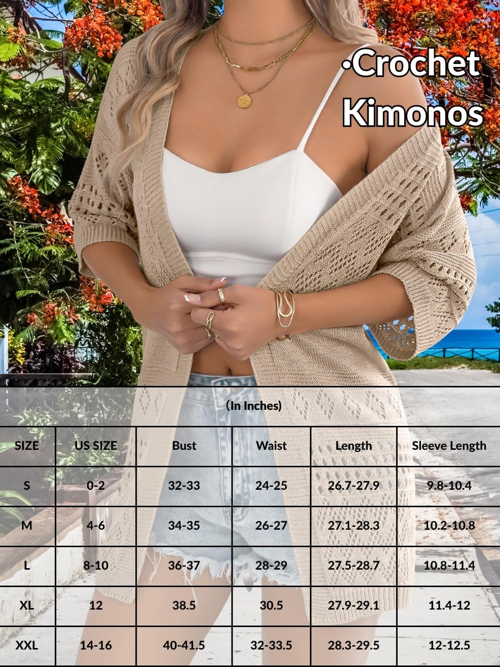 Kaei&Shi Short Sleeve Cardigan,Summer Beach Sweaters for Women Lightweight,Boho Kimono Crochet Tops - Image 6