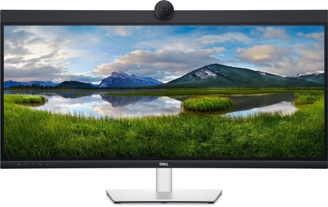 Dell 34″ (86.36 cm) Curved Video Conferencing Monitor-P3424WEB, 3440×1440@60Hz, HDMI, DP 1.2, RJ45, Headphone Jack 3.5mm, 2xUSB 3.2 Gen1 Type-C, 1xUSB 3.2 Gen1 Type-B, 3xUSB 3.2 Gen1 Type-A