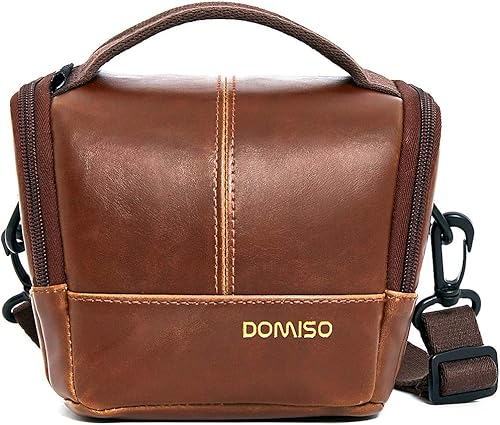 Miniatura 2 de DOMISO Estuche grande para cámara con retención de agua, bolsa de hombro antichoque para exteriores con correa, marrón oscuro