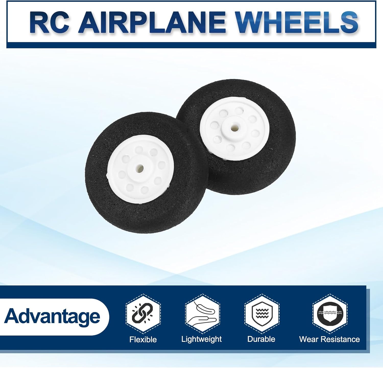 MECCANIXITY RC Airplane Wheels 1" OD RC Aircraft EVA Sponge Wheels Tire Tail Wheel Replacement for DIY RC Model Plane Aircrafts Helicopter, Pack of 3