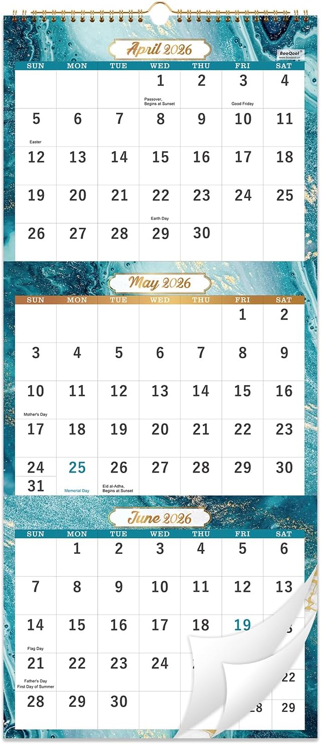 2026-2027 Wall Calendar - 3 Month Calendar 2026-2027, May 2026 - June 2027, 11" x 26", 14 Months Calendar (Vertical), Large, Lay- Flat Design