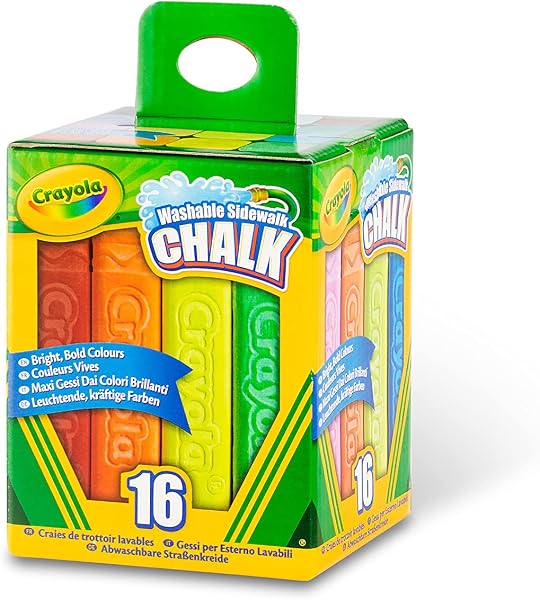 CRAYOLA - Gessi per Esterno Lavabili, Giochi all'Aperto a Scuola e nel Tempo Libero, 16 Brillanti Colori Assortiti, 51-4008 - 4
