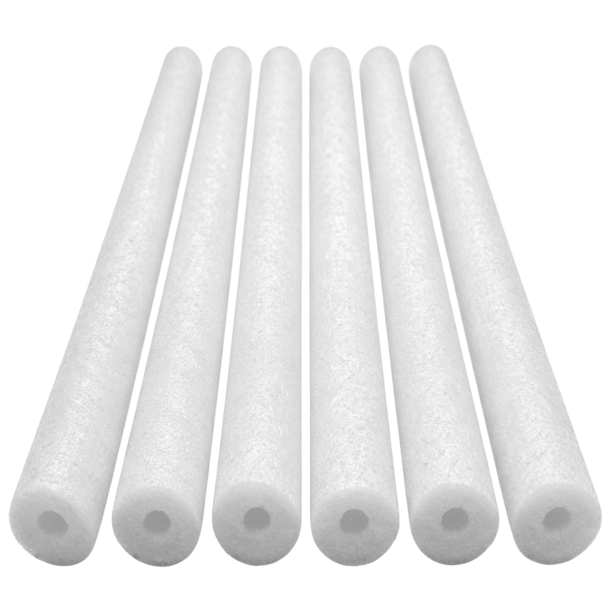 6PCS Fideos de natación 59in Flotabilidad Piscina Fideos Espuma Flotador Hueco PE Esponja Antideslizante Amortiguador Blanco