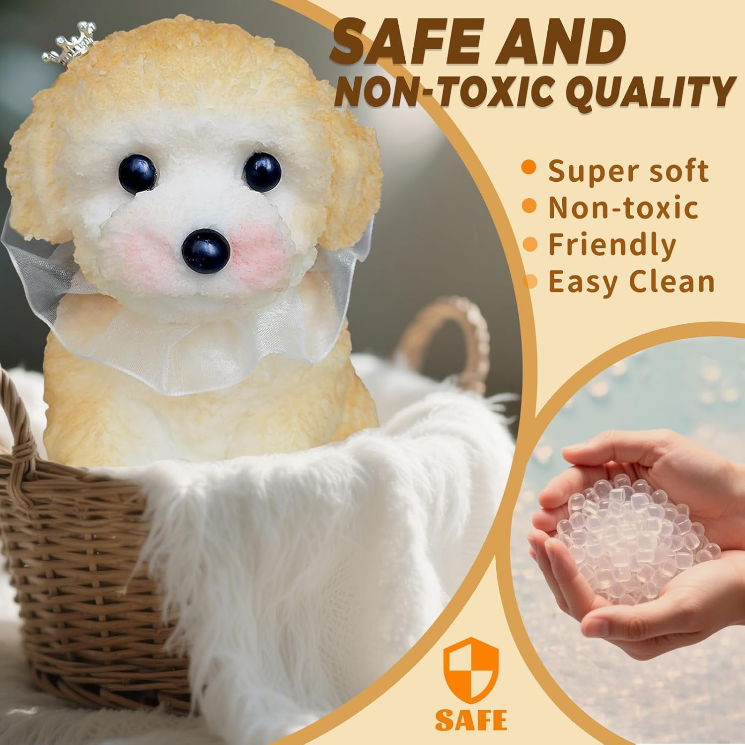 Big Taba Squishy Dog Toy Cute Teddy Dog Stress Relief Squeeze Toy for Kids & Adults, Soft TPR Fidget Toy for Relaxation and Fun, Handmade Squishy Toys Gift for Anxiety Relief (Cream Color)