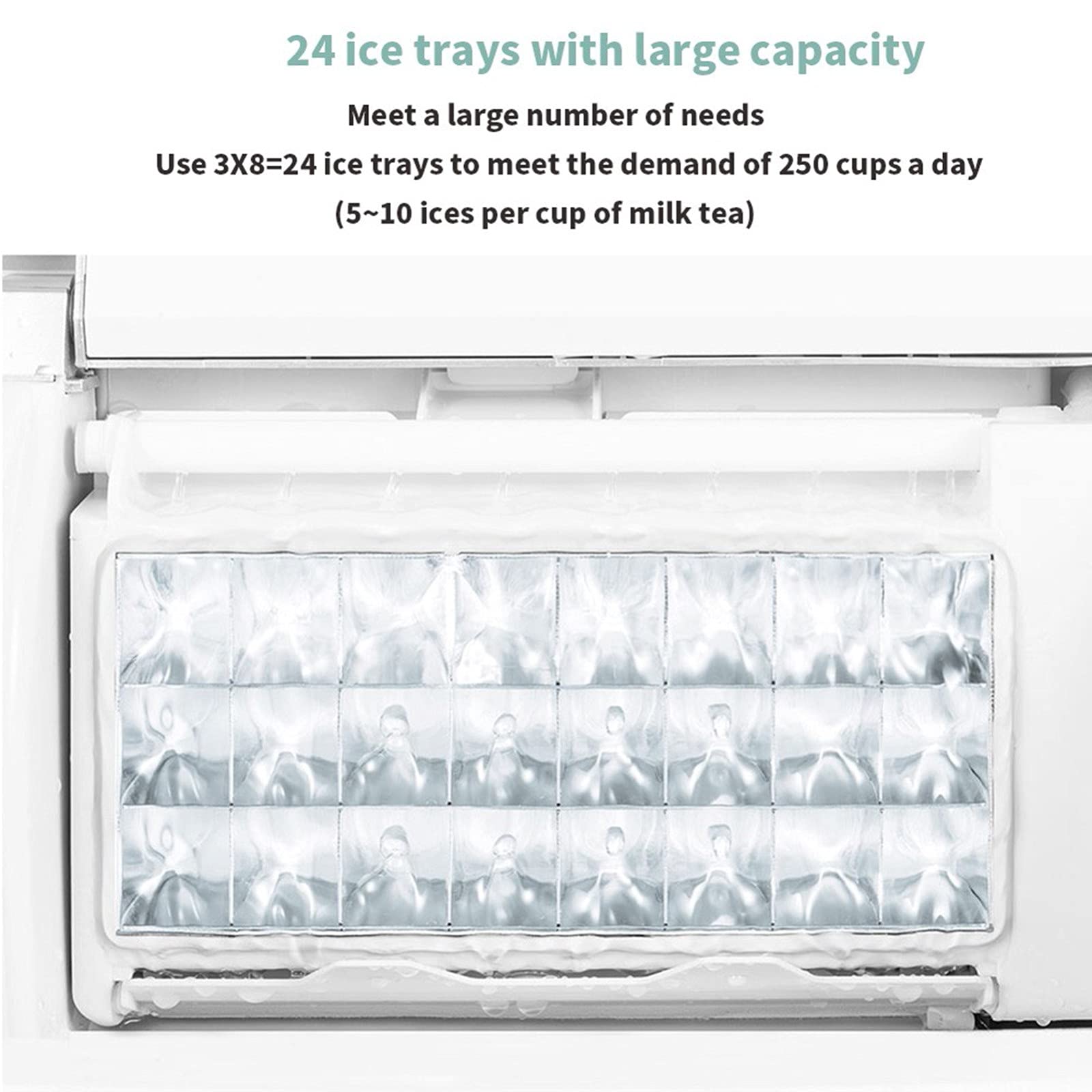 Machine Countertop, 33lbs/24h Portable Compact Ice Cube Maker 3 Thicknesses 24 Pcs Ice Cube In 15 Mins on Fridge.com - View 2