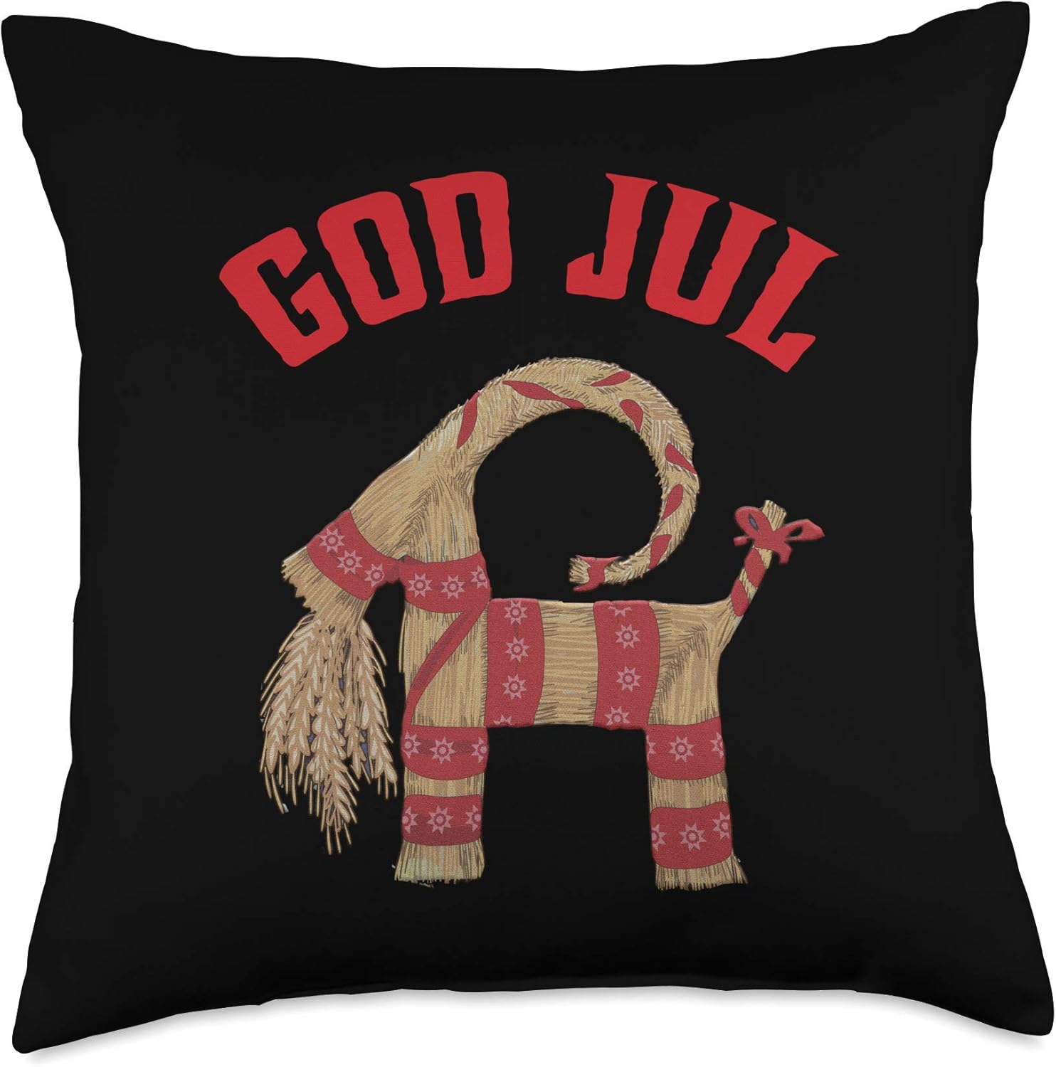 Swedish Straw Christmas Goat God Jul Nordic Julbock Throw Pillow