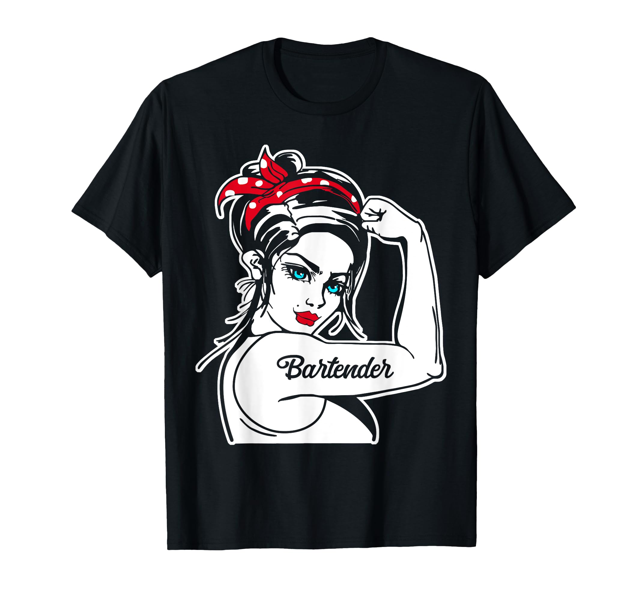 Female Bartender Rosie The Riveter Pin Up Girl Bartender T-Shirt