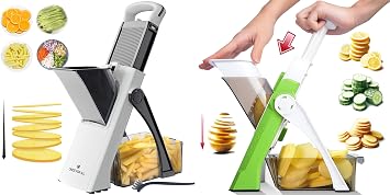 ONCE FOR ALL Upgraded Safe Mandoline Slicer Plus Black & Vegetable Slicer Green