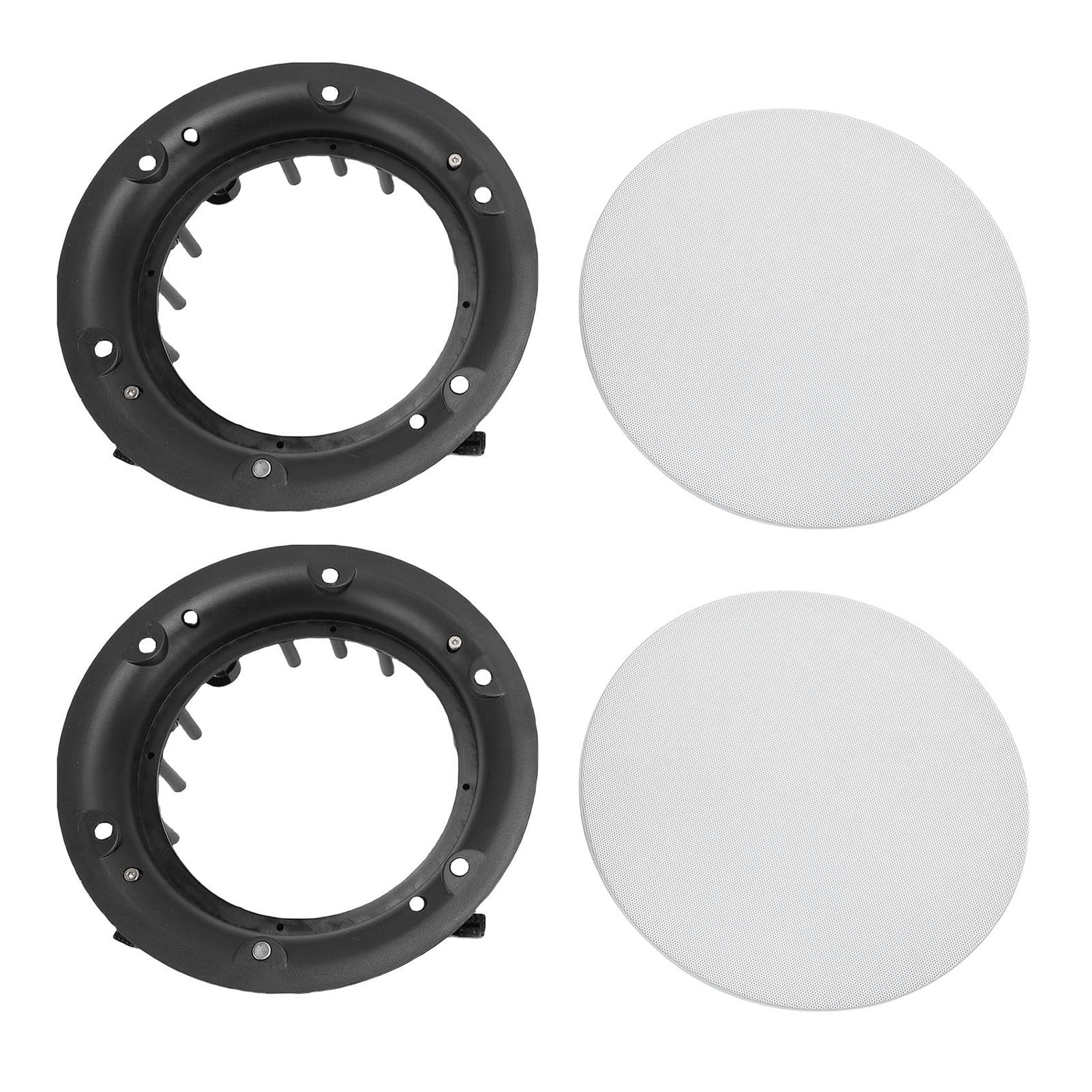 EBTOOLS 2 Pcs 9.25 Inch Speaker Grills, White Paintable Metal Mesh Cover with ABS Mounting Base and Pre Installed Screws, for Ceiling and Wall Speakers in Home Theater Office Mall