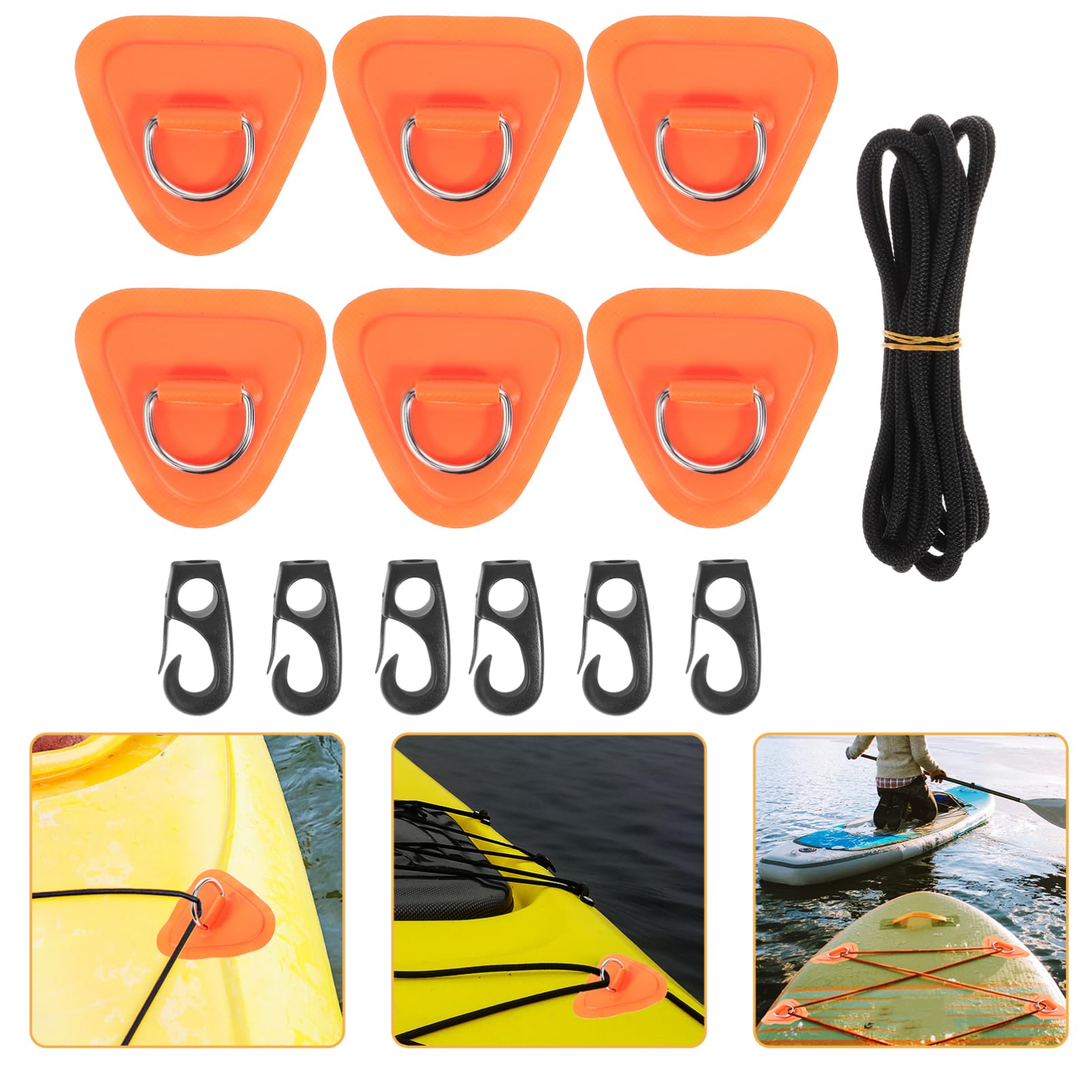 Toddmomy Accessoires de Fixation de plaques gonflables canoë Accessoires pour Bateaux Planche de Surf Accessoires de Kayak Combinaison de Patch d'anneau en D de Kayak Métal