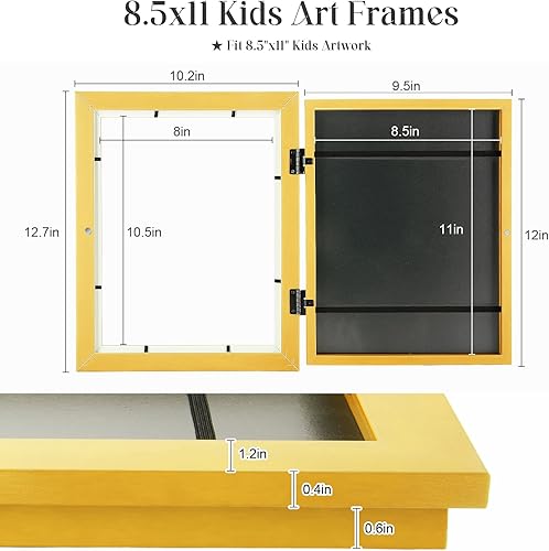 Miniatura 97 de [Paquete de 2] Marcos de arte para niños, marcos de arte para niños, de 8.5 x 11 pulgadas, con apertura frontal, intercambiables, marco de Crema