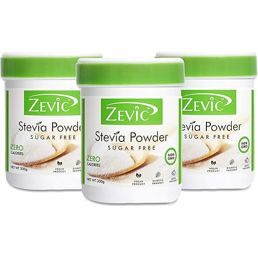 Zevic Stevia Sugar Free | Zero Calories Stevia | Vegan & Keto | 100% Natural Sweetener | Sugar Substitute Natural | Diabetic Friendly - 900g (300g x 3)