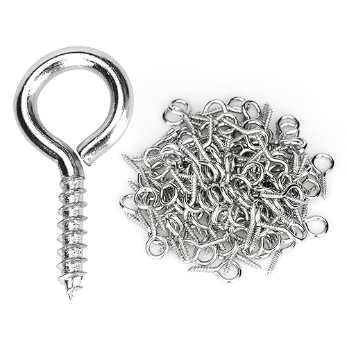 Aovchei Tornillos de ojo, 150 piezas de 0.59 pulgadas de acero inoxidable 304 autorroscantes, ganchos de ojo autorroscantes, para interiores y
