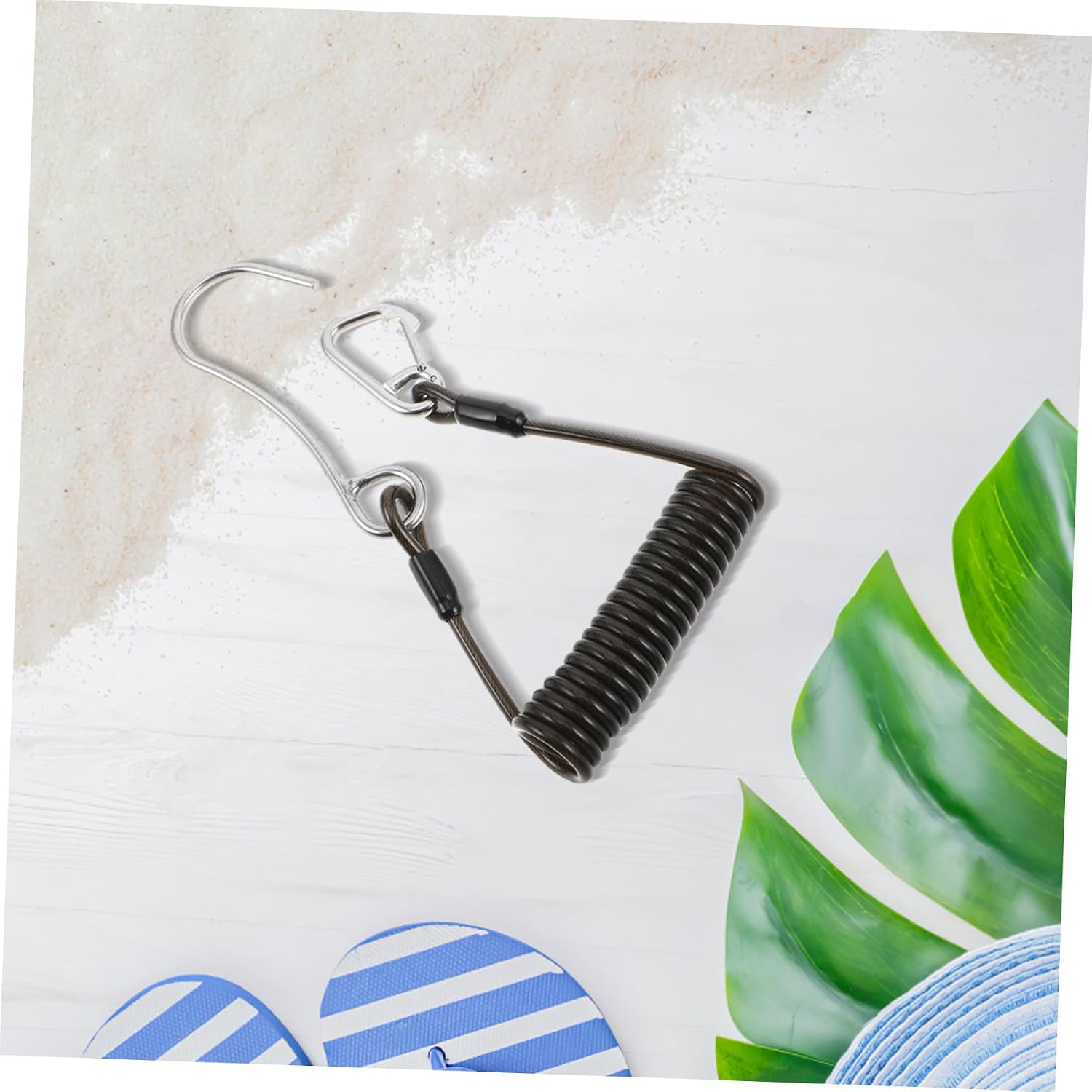 Mikinona Scuba Diving Reef Hook Stainless Steel Single Current Hook with 1.5m Retractable Spring Coil Lanyard and Snap Clip Underwater Safety Gear for Diving and Snorkeling