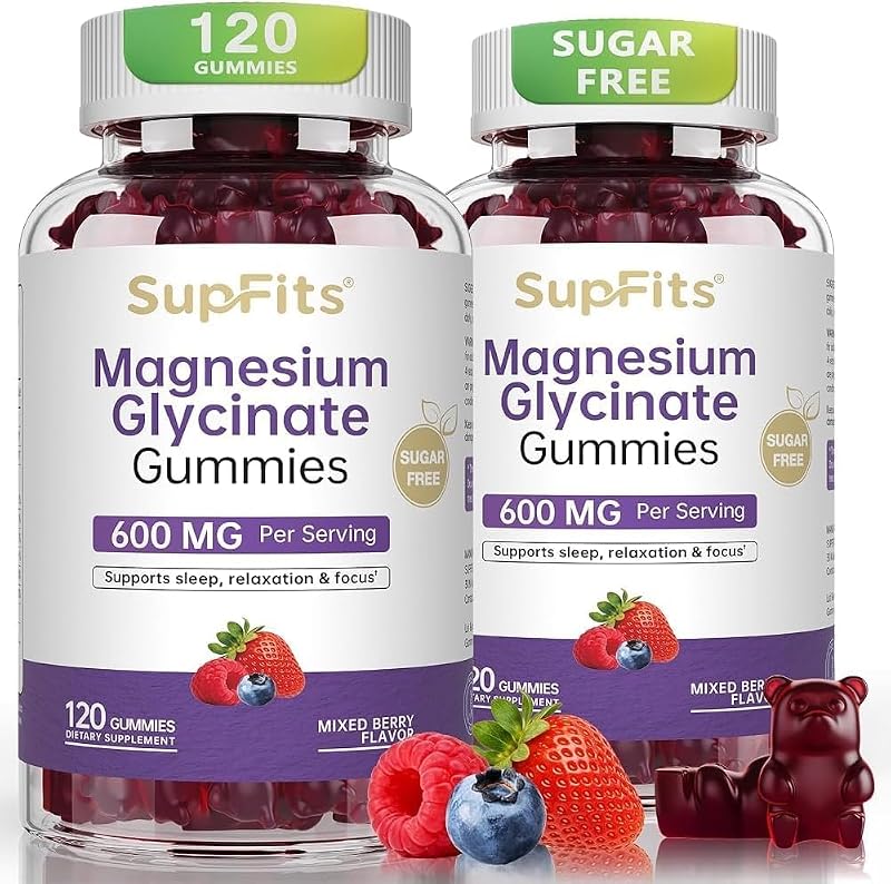 Supfits Gomas de Magnésio Glicinato 600 mg, pacote com 2