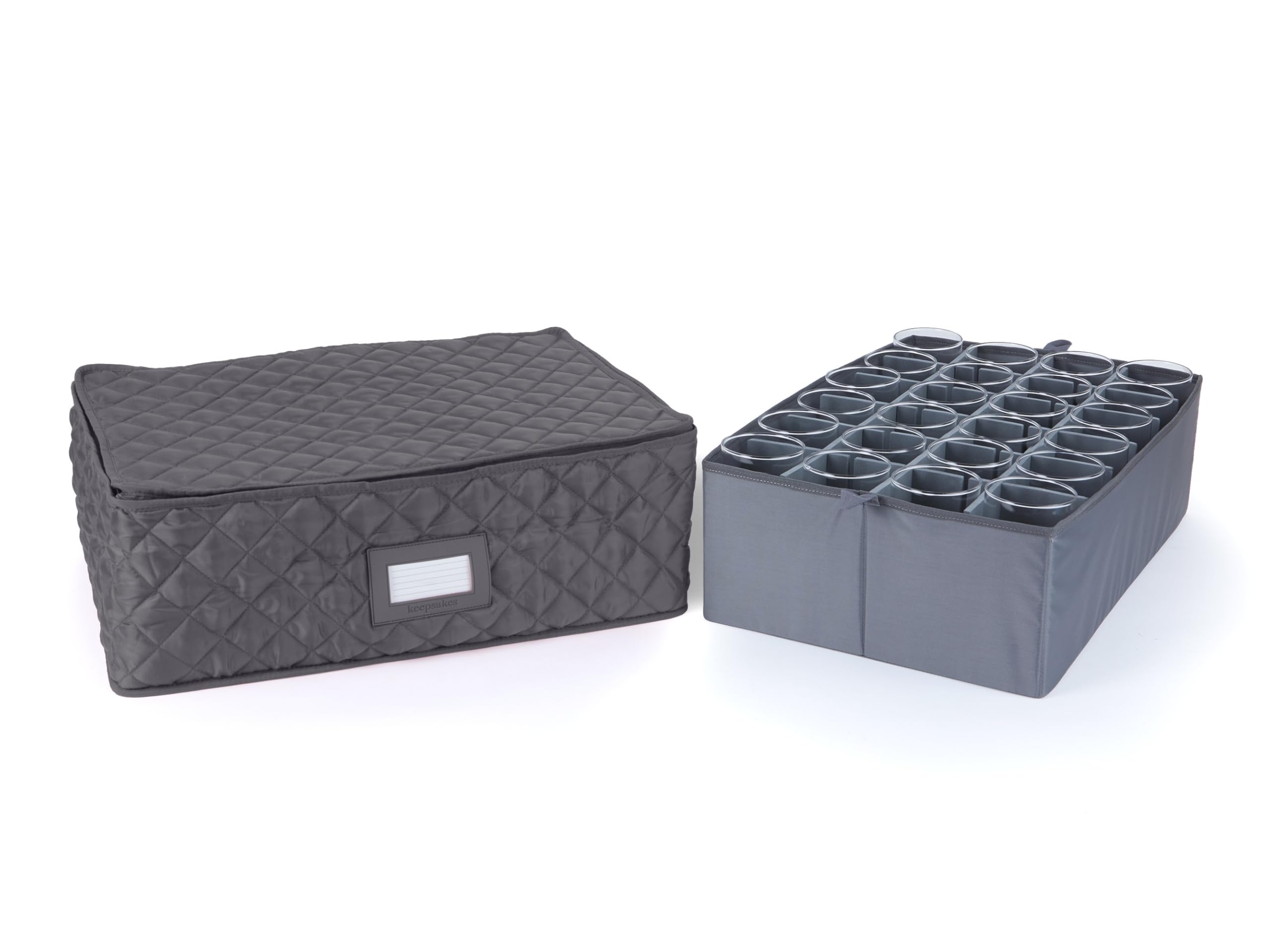 Covermates Keepsakes - Adjustable Glassware Storage - Padded Protection - ID Window - Stain Resistant - Machine Washable - China Storage, Slate