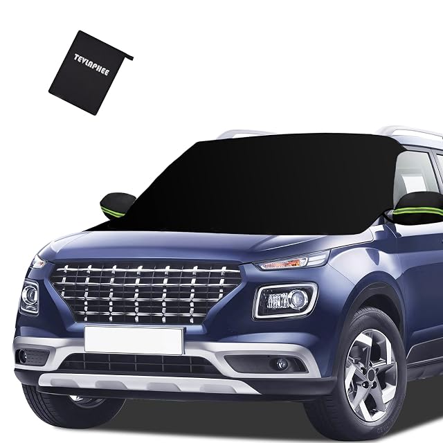 Tevlaphee Windshield Cover for Ice and Snow Heavy Duty 600D Oxford Fabric Waterproof Embedded Magnets Side Mirror Protector