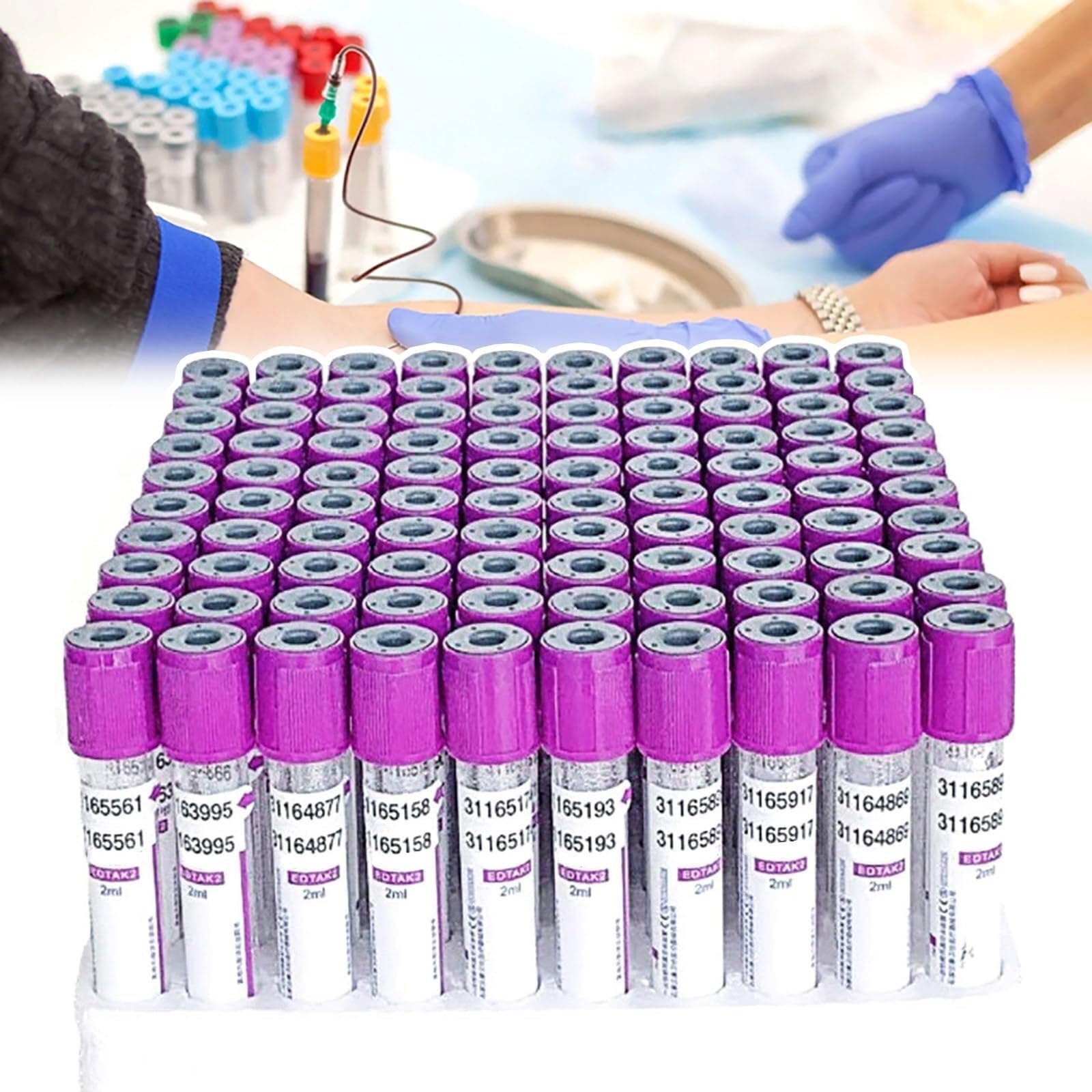 Sterylne jednorazowe probówki do pobierania krwi próżniowej - 100 sztuk, 1/2/3/5/10ml, PET/szkło, aktywator skrzepu i żel separator, do laboratorium i wirówki(10ml)