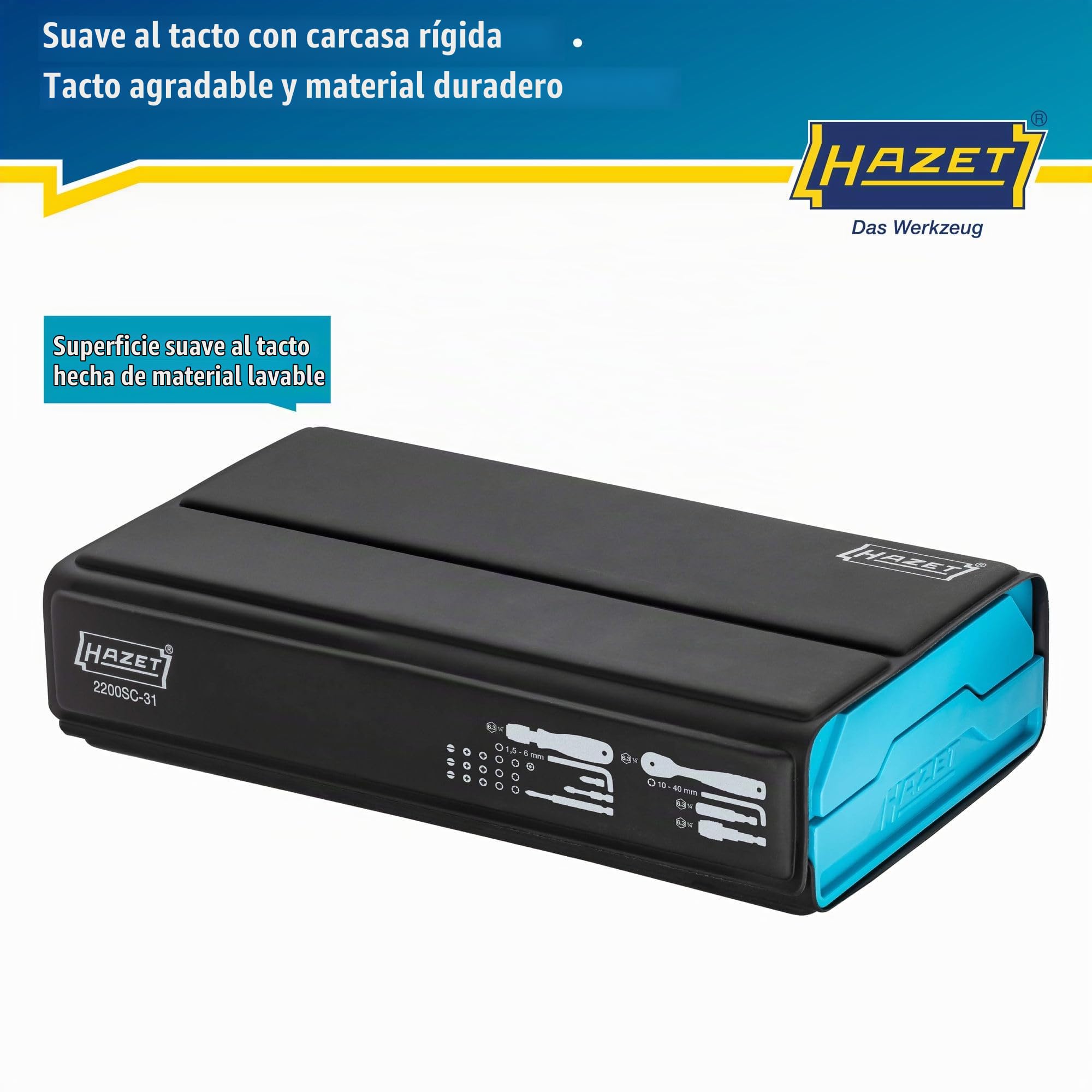 HAZET Juego de puntas Smartcase 2200SC-31 I 73 piezas, accionamiento: hexagonal 6,3 (1/4 pulgada) muchas herramientas en el mínimo espacio para la mejor visión de conjunto