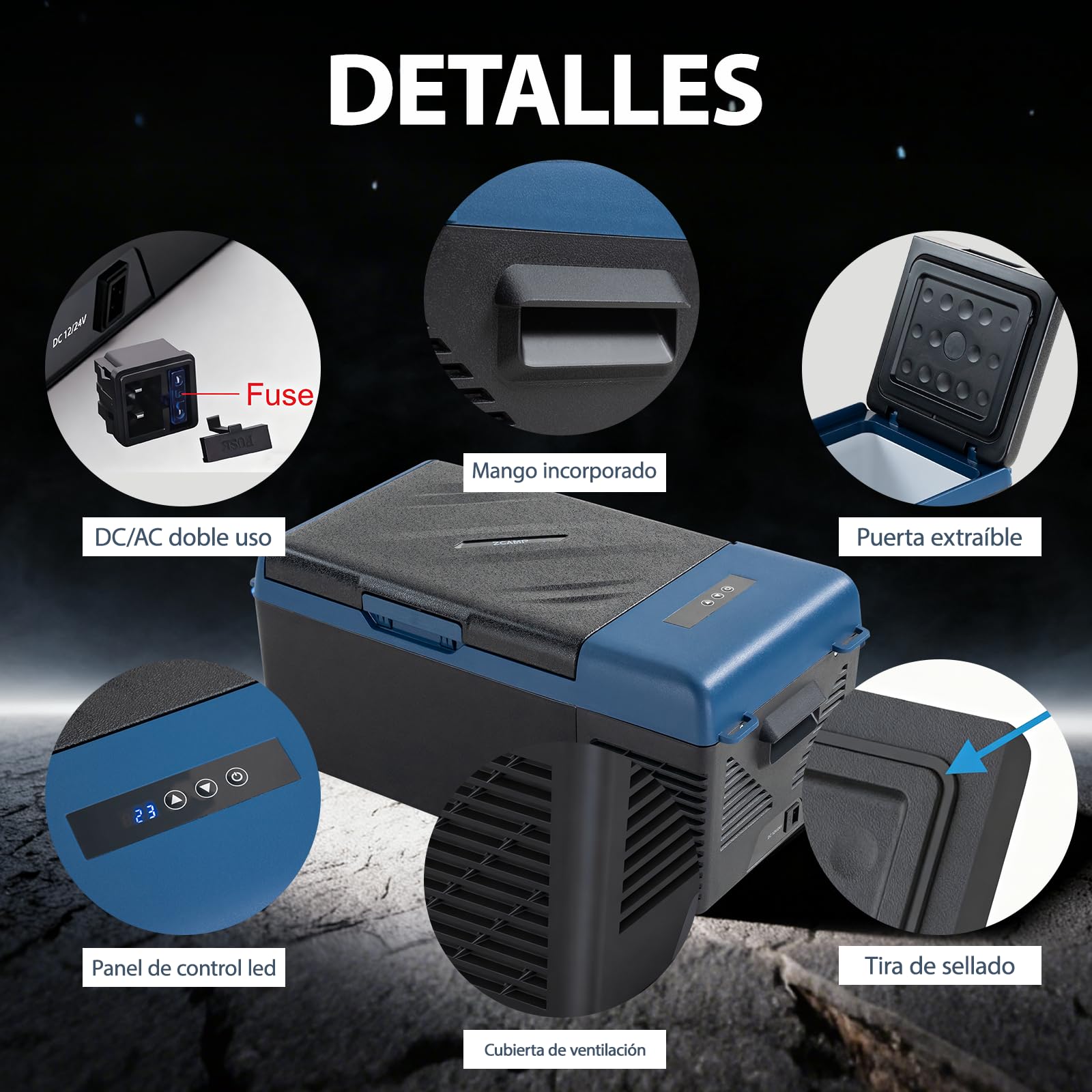 KI15 15L Nevera Portátil Eléctrica Refrigerador de Coche 12V 24V mini frigorífico CA 220v para Hogar, Camping, Viajes, Automóvil, 20ºC a 20ºC