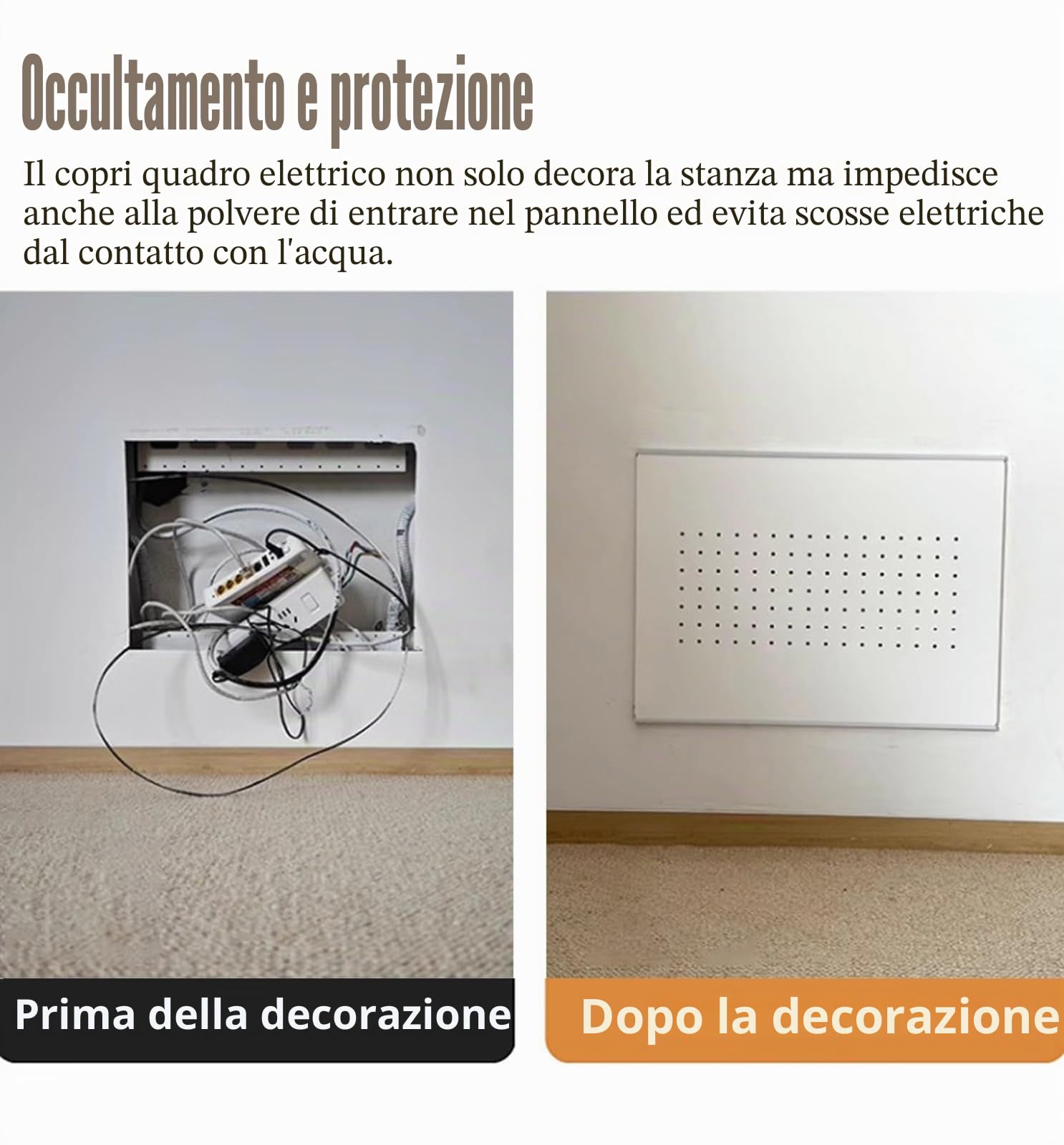 Copri Quadro Elettrico Copertura Scorrevole Per Quadro Elettrico Con Guida Autoadesiva, Copertura Decorativa Per Scatola Del Contatore Elettrico Extra Sottile Per Contatore Nascosto