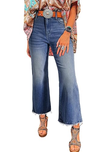 Astylish Womens High Waisted Jeans Stretchy Flared Straight Leg Loose