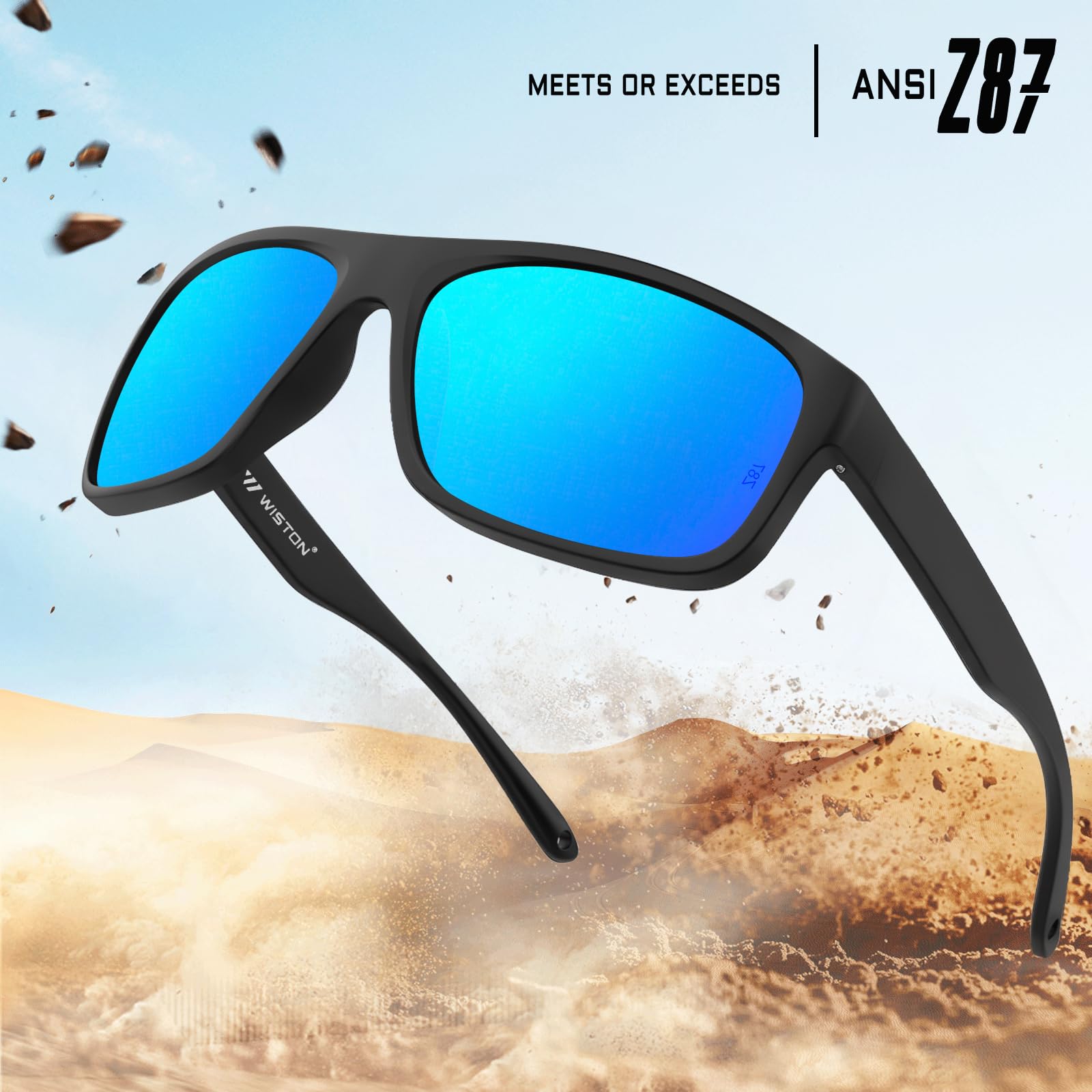 WISTON Z87 - Gafas de sol deportivas de seguridad para hombre, protección UV400, resistentes a los impactos, marco TR90, rectangular, Z8247