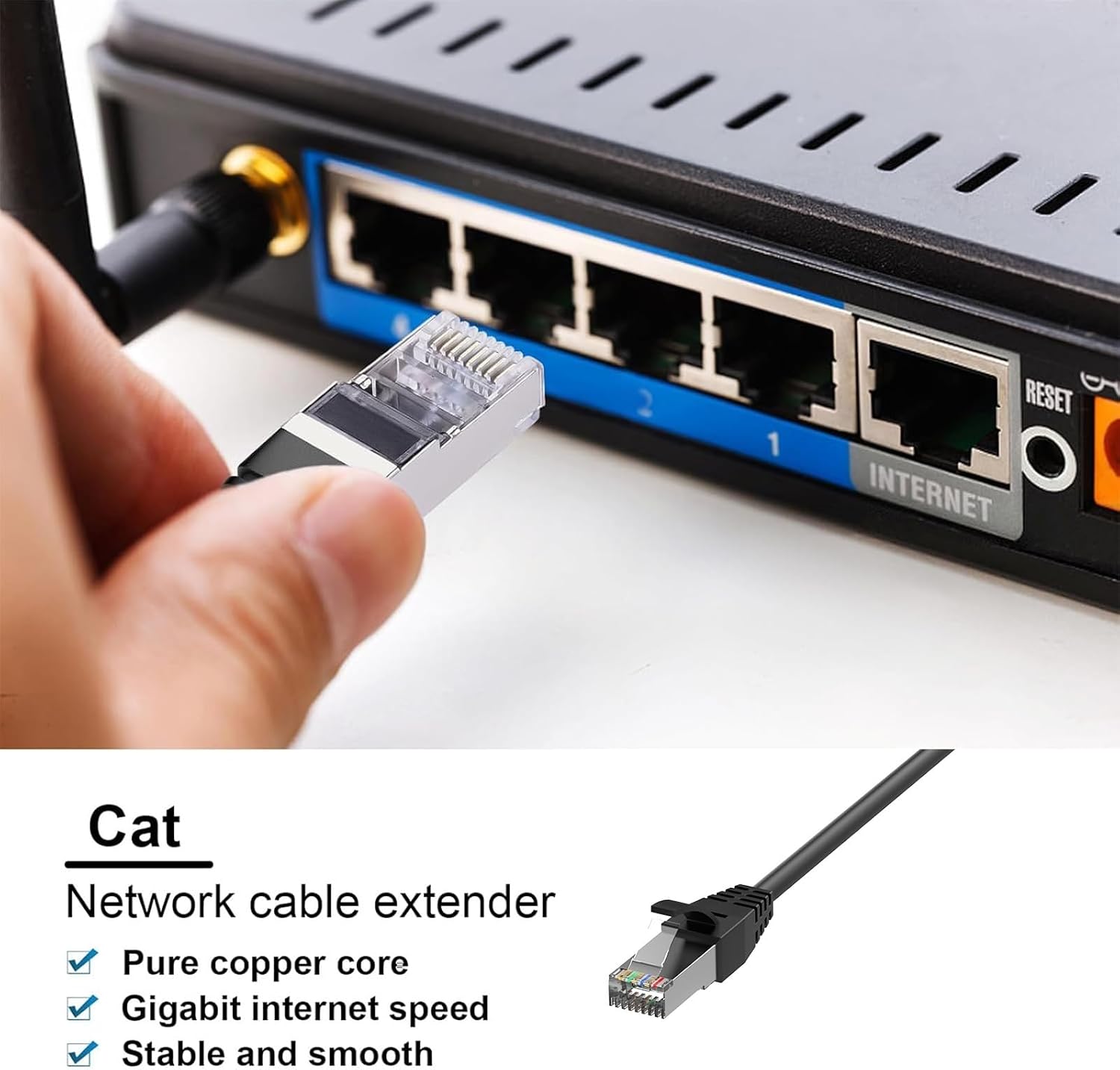 RJ45 1 Male to 4 x Female LAN Splitter Adapter Cable Suitable Super Cat6, Ethernet Splitter Cable Suitable Super Cat5, Cat5e, Cat6, Cat7 LAN Ethernet Socket Connector Adapter ONE Internet