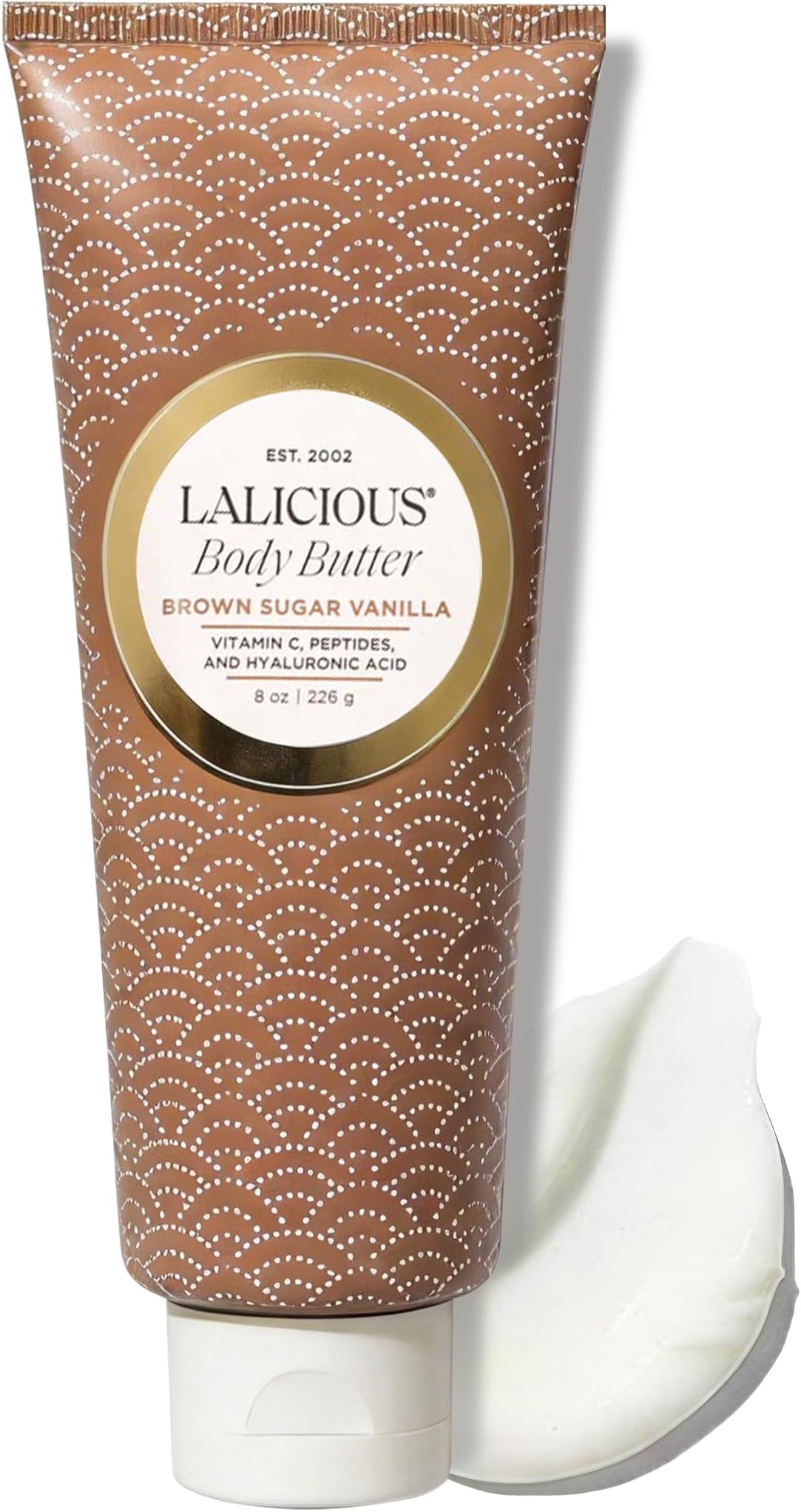LaLicious Brown Sugar Vanilla Whipped Body Butter 8oz | Ultra-Hydrating Shea Butter Cream with Hyaluronic Acid, Vitamin C & Peptides | Deep Moisturizing Lotion for Dry Skin | Firming & Skin-Softening