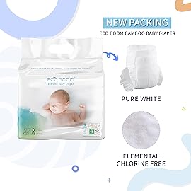 ECO BOOM Preemie Diapers, Viscose from Bamboo Diapers, Natural Soft Disposable Nappies for Infant, Size 0 Suitable for up to 7 lbs (Newborn - 34 Count)