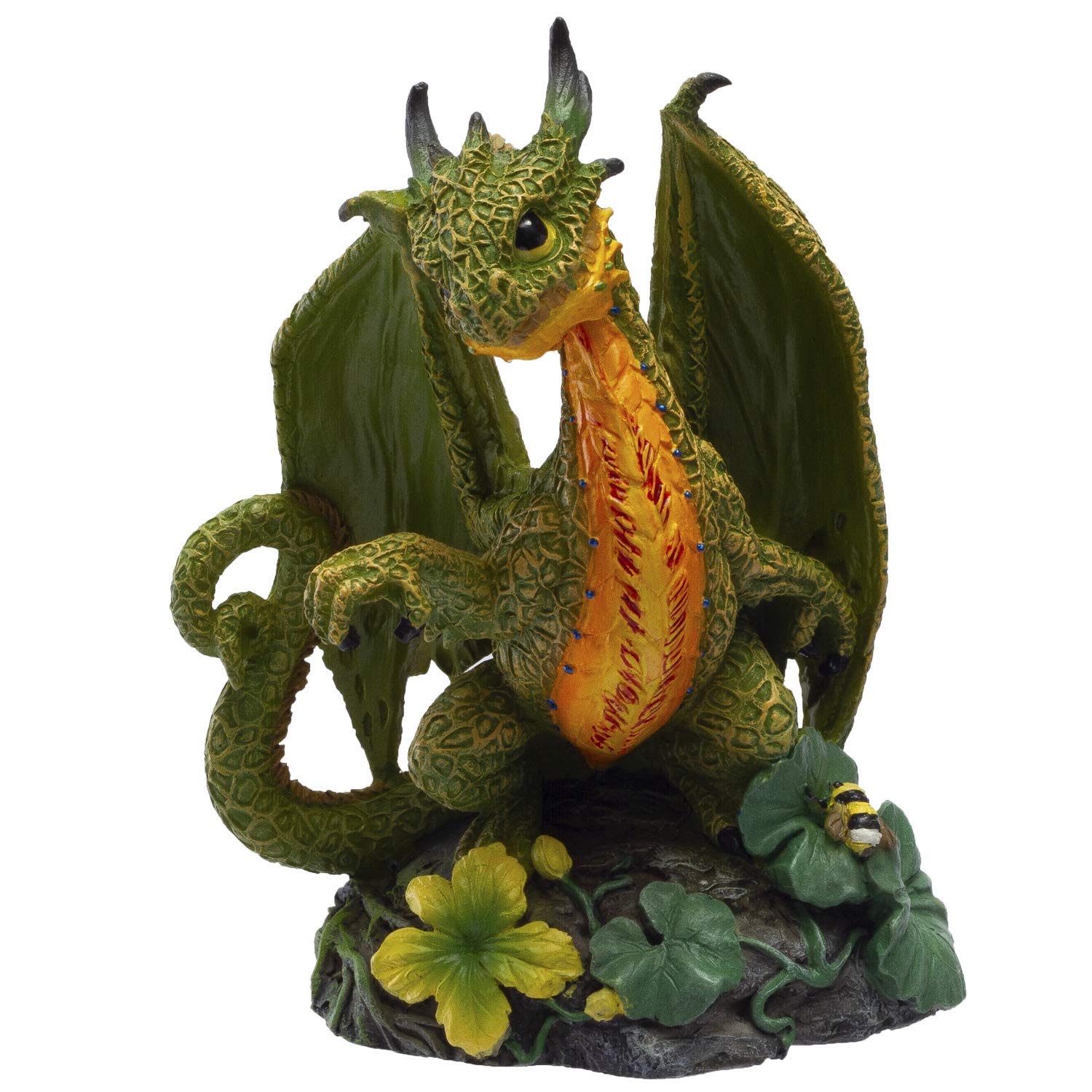 Figurine dragon cantaloup en résine pour décoration originale de maison