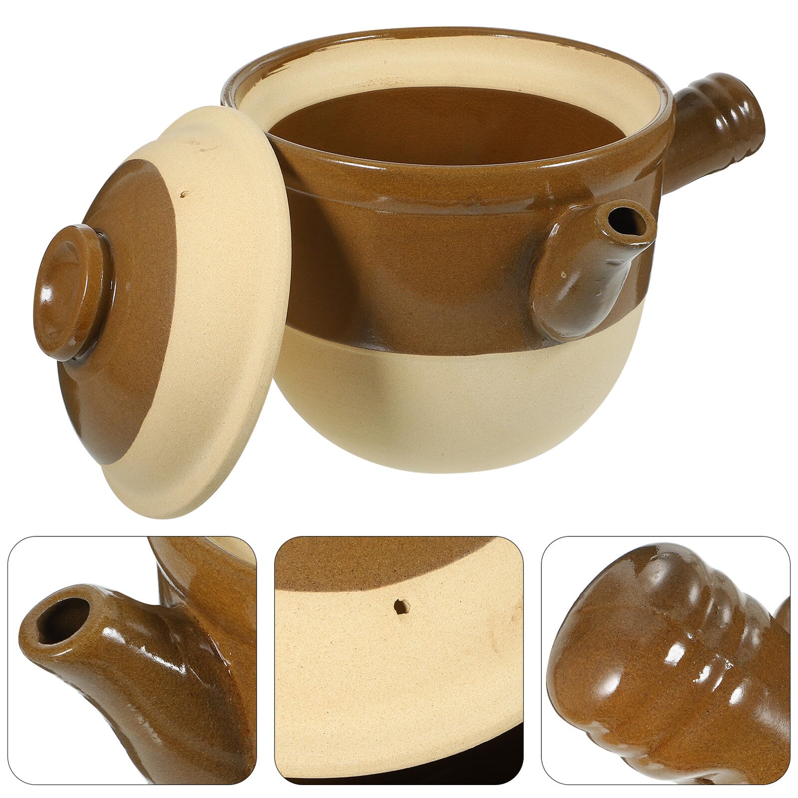 Olla de Cocina de Barro de Cerámica 2l para Hervir Medicina Tradicional Resistente a Alta Temperatura Adecuado para Preparar Sopas