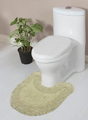 Home Weavers Double Ruffle Collection - Alfombra de algodón absorbente, suave y lavable a máquina, 18 x 18 pulgadas, color salvia