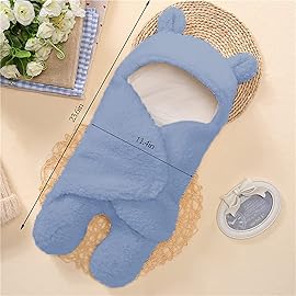 Nunibum Baby Swaddle Blanket Boys Girls Cute Bear Plush Essential Receiving Blanket Ultra-Soft Newborn Registry Sleeping Wraps for Infant 0-6 Months - Blue