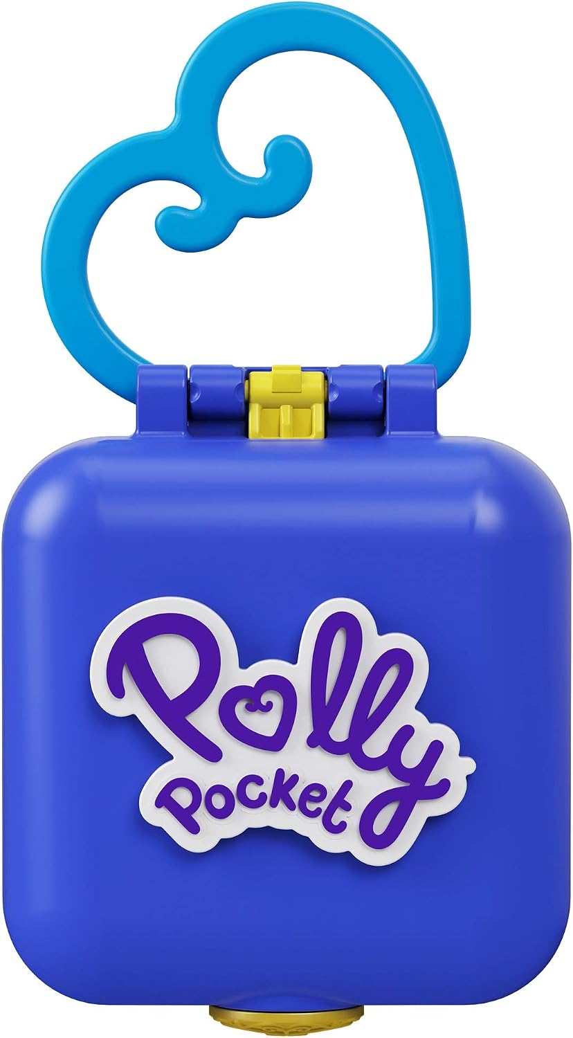 Polly Pocket Shani Tropical Beach Compact with Mobile Ice Cream Cart, Surfboard, Dolphin Figure, Photo Customization, Micro Shani Doll & Sticker Sheet; for Ages 4 Years Old & Up