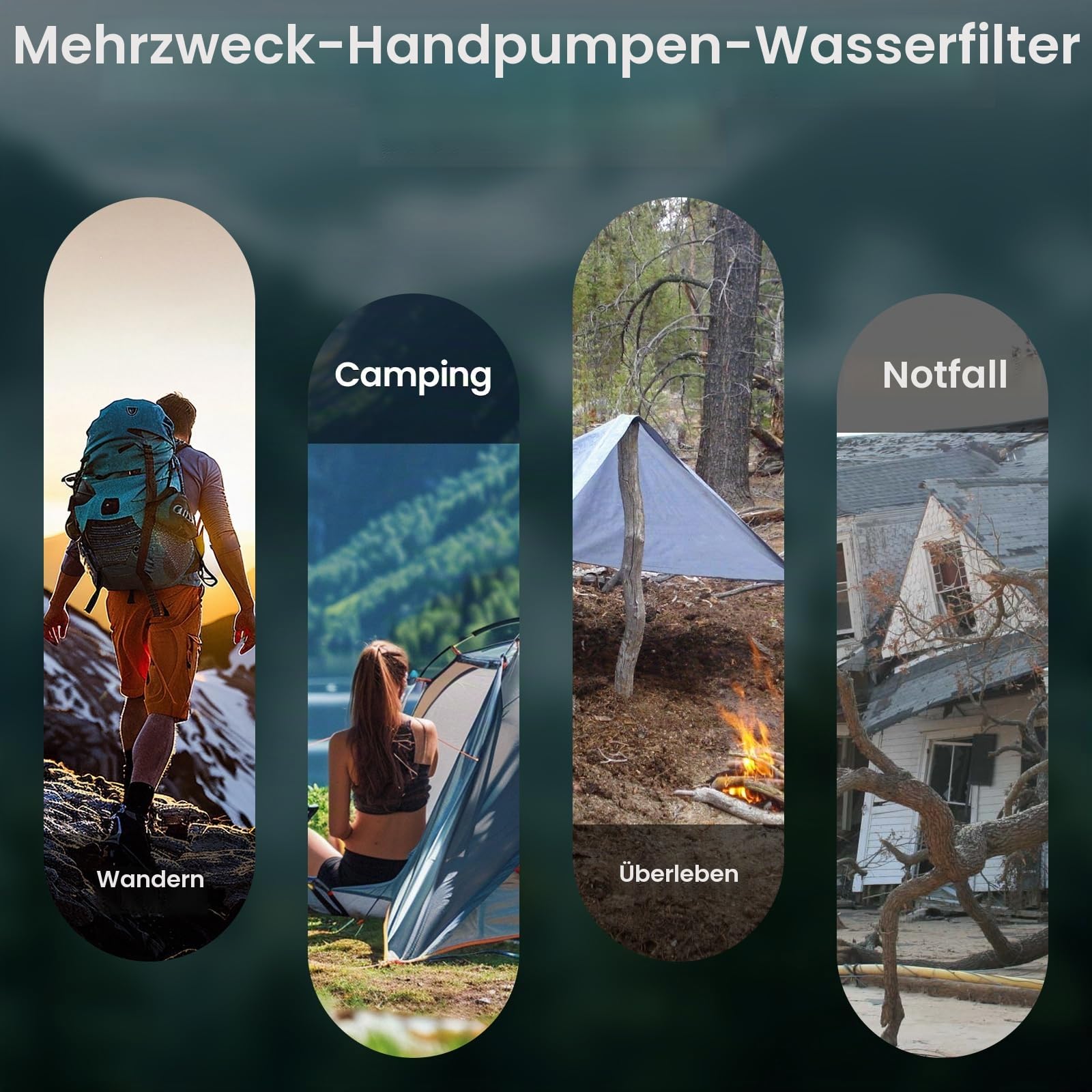 Wasserfilter Outdoor Survival mit UF Filter, Armeegrün