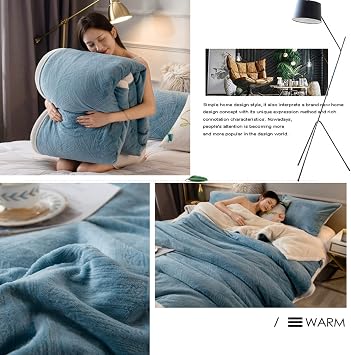 Flannel Throw Blanket 79x91inch, Double Layer Thickened Warm Fleece Blankets Blue, for Fall Winter Multipurpose, Sofa Blanket, TV Blanket, Nap Blanket, Leisure Blanket, Office Blanket
