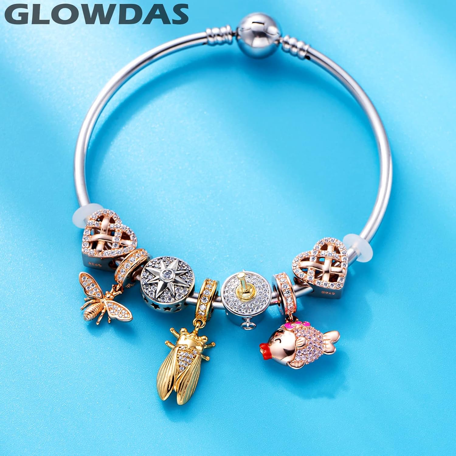 Rose Gold Weaving Knotted Heart Charms fits Pandora Valentines Day Bracelet Necklace, 925 Sterling Silver Infinity Knot Openwork Beads with CZ, Gifts for Wife/Best Mum/Women