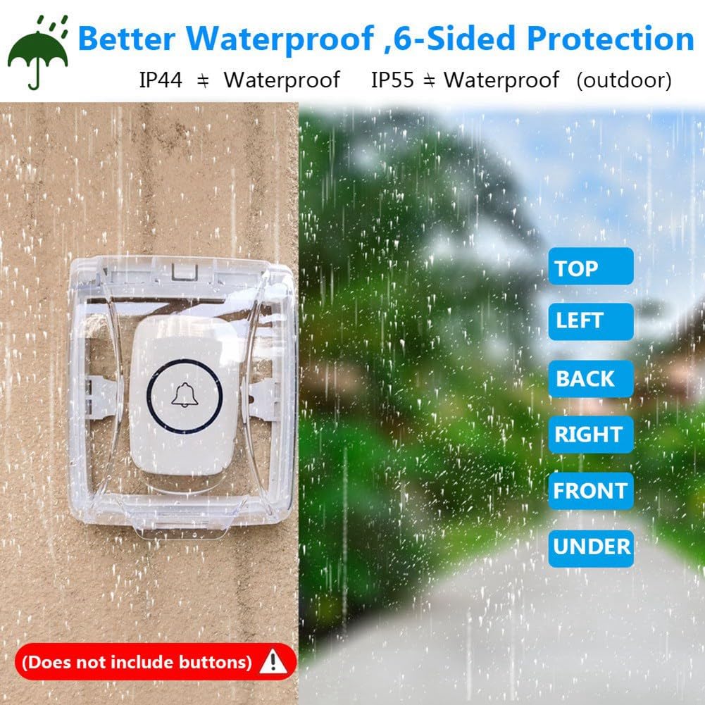 Cubierta Impermeable para Timbre, Cubierta Transparente una Prueba de Lluvia, Caja Impermeable para Cubierta de Lluvia, Cubierta Impermeable con BotóN Adecuado para Exteriores