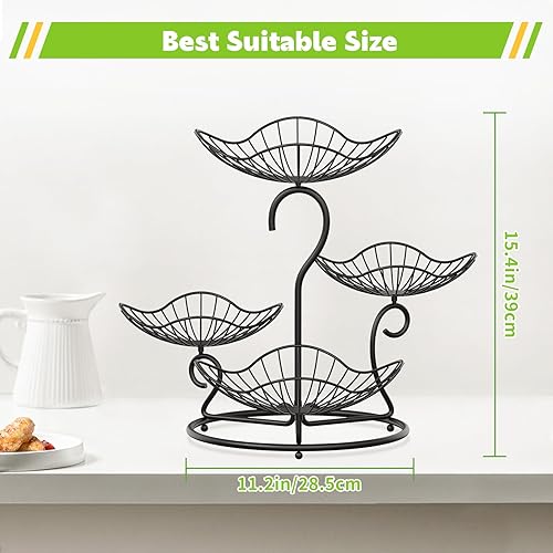 Miniatura 3 de PouHenier.jh Cesta de frutas de 4 niveles para encimera de cocina, estante de almacenamiento de verduras de alambre de metal de gran capacidad,