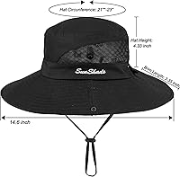 Vista 22 de Sombrero de sol de verano para mujer, cola de caballo – Protección UV de malla de ala ancha plegable con agujero para cola de caballo Beige