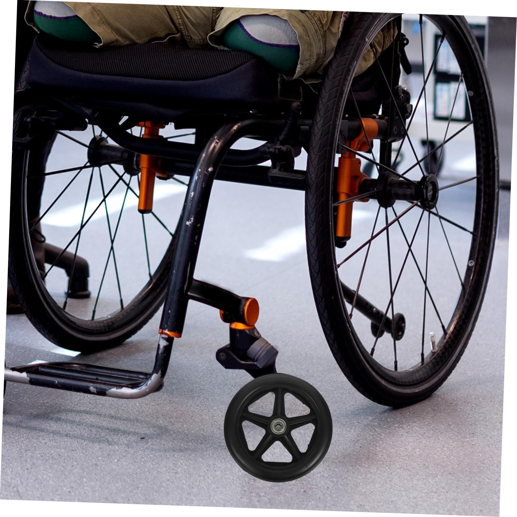 minkissy Wheelchair Parts Front Wheel Rubber Tread Replacement Wheel for Wheelchair Strong Load-bearing Capacity Long Lasting