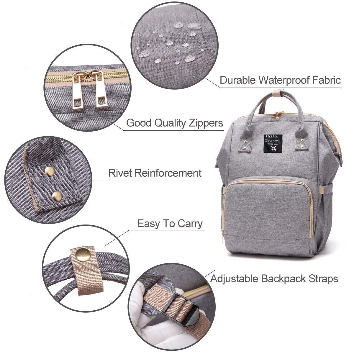 Chinmay Kids Diaper Backpack - Multifunctional Waterproof Nappy Tote Bag - Large Size (20 x 18 x 40 cms) (Multi) (Green) 4