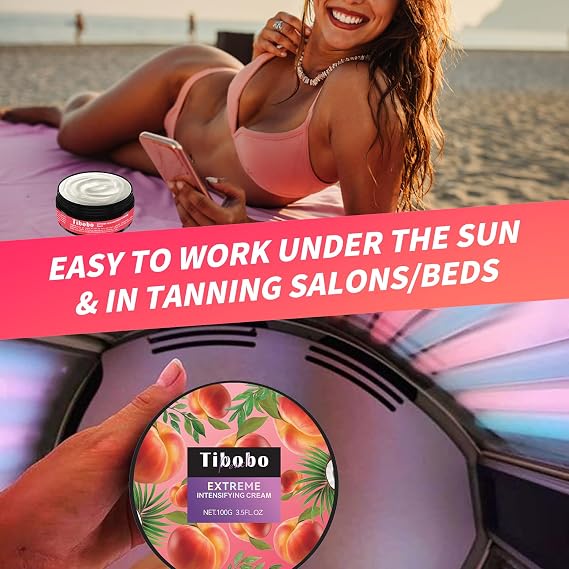 Sunbed Tanning Accelerator, 100g Sunbed Cream Accelerator, Extreme Intensifying Tanning Moisturiser with Natural Formula, Long-Lasting Hydration Sun Tan Lotion for Outdoor & Sunbeds (Watermelon)