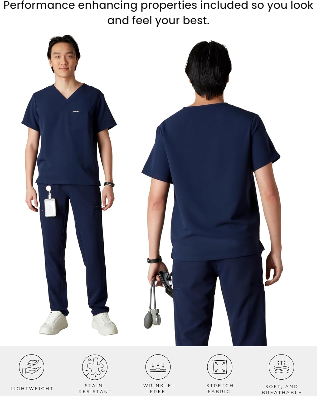 Members Only Brighton V-Neck Mens Scrubs Top with Pockets | Medical Scrubs for Men | Hospital Uniform | Stretch Fabric - Image 3