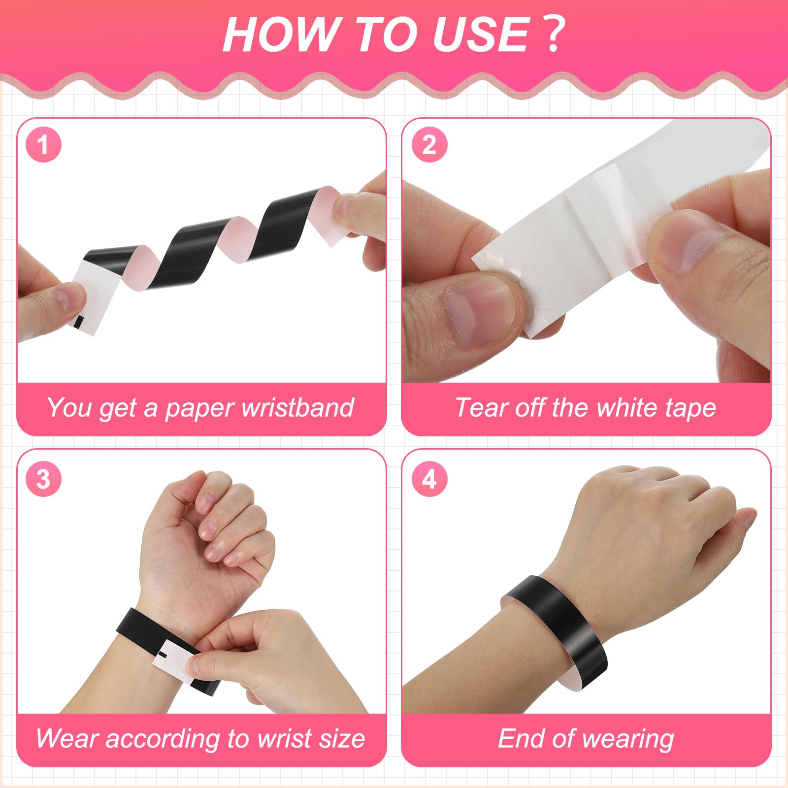 PATIKIL Paper Wristbands for Events 200 Pack Neon Party Wrist Bands - Image 4