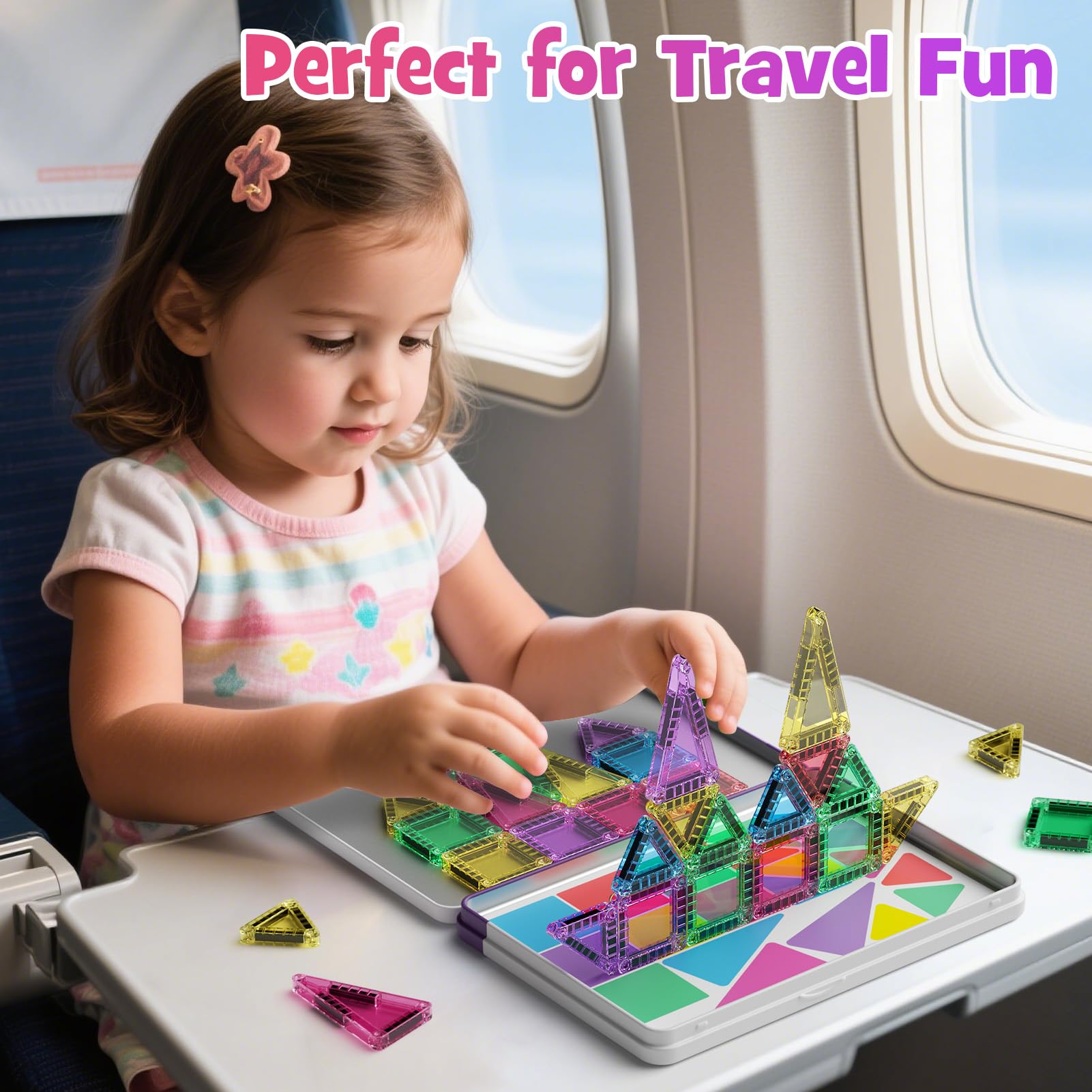 viaggio mattonelle magnetiche Giocattoli | 40 pezzi mini di blocchi magnetici da viaggio | Giocattoli STEM Montessori | Giocattoli magnetici viaggio per Ragazzi Ragazze 3+ anni
