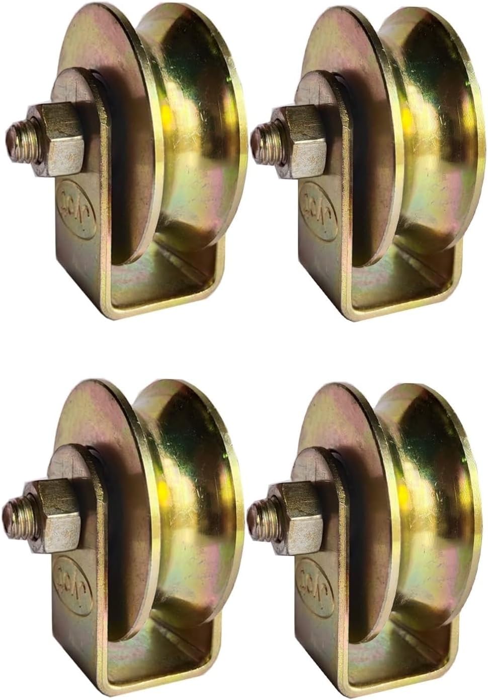 U Groove Sliding Wheel with Exterior Bracket, for Residential and Industrial Gates, Suitable for U Track, Wheel with Bearing and Bracket (4 pcs, U_Groove_2inch)
